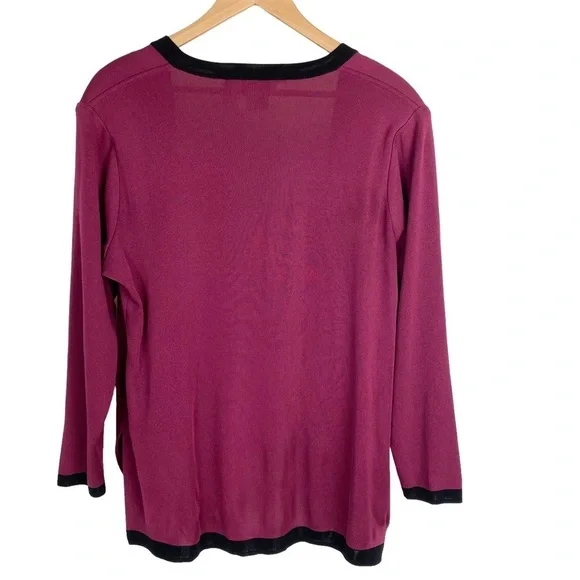 Exclusively Misook Size Large Sweater Cardigan Slinky Knit Raspberry Pink Topper - Picture 2 of 10